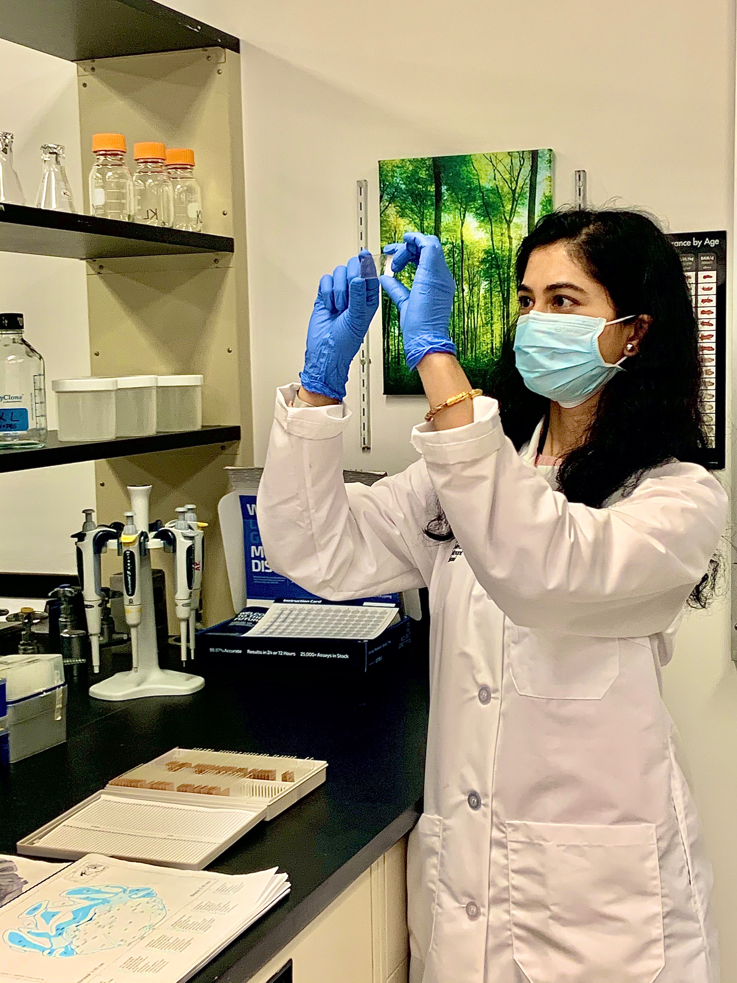 Dr. Rajbhandari in her lab at Mount Sinai.