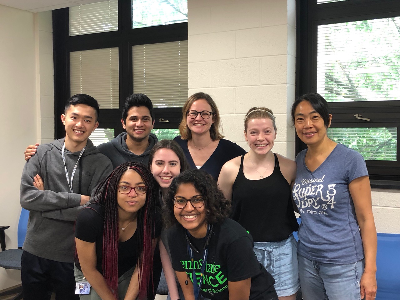 Dr. Kwapis (top center) with her lab members at Pennsylvania State University. On running her own lab, Dr. Kwapis said, There’s nothing better than walking into lab in the middle of the day and seeing lab members hard at work on their projects without needing my direction. Having the freedom to answer the questions that I think are most interesting is the coolest thing in the world.