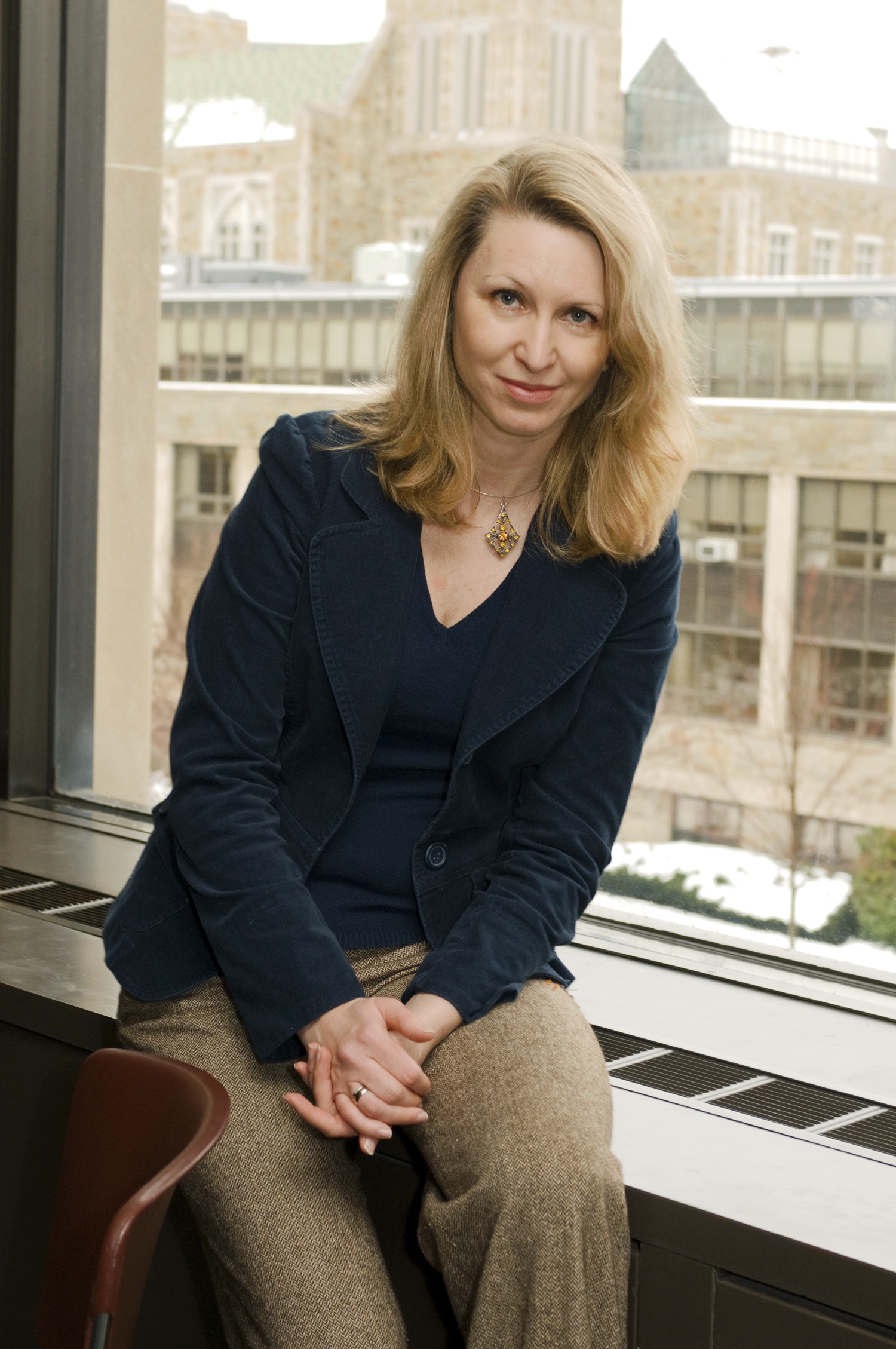 Dr. Petrovich in her office at Boston College. Photo Credit: Lee Pellegrini, Boston College.
